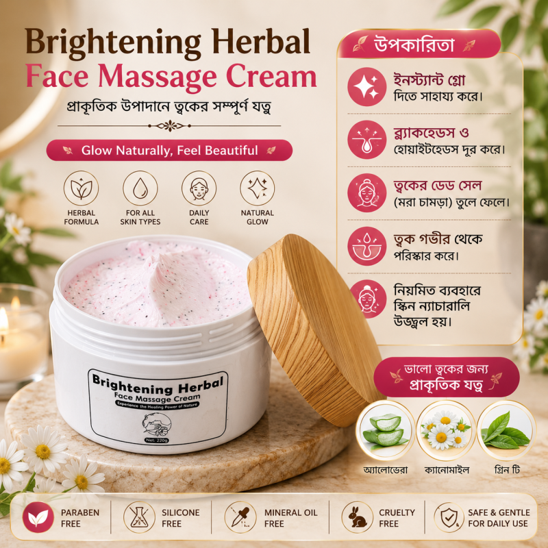 New Brightening Herbal Face Massage Cream (নতুন ফেস মাসাজ ক্রিম)